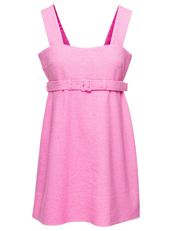 Shop Patou Pink Corsage Belted Minidress In Cotton Blend