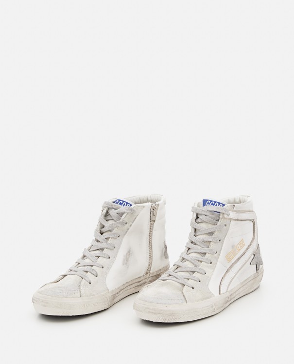 Golden Goose Leather And Suede Slide Sneakers In White