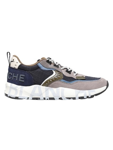 Voile Blanche Club Sneakers In Blue Technical Fabric And Sand Suede In Multicolor