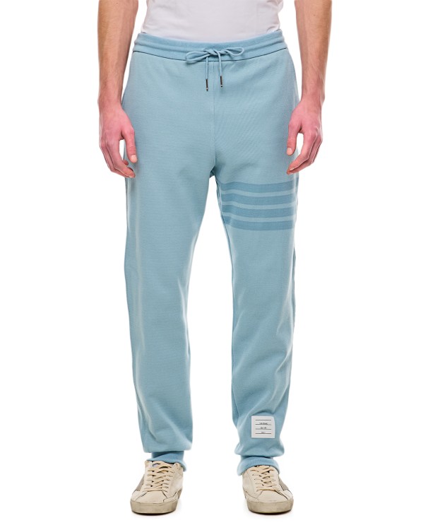 Thom Browne Classic 4 Bar Stripe Cotton Sweatpants In Blue