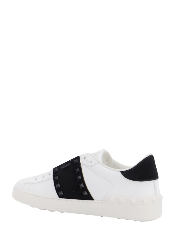 Shop Valentino Leather Sneakers With Contrasting Band In White