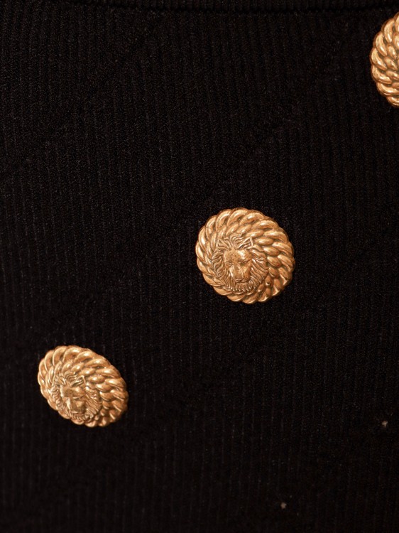 Shop Balmain Knit Skirt With Rhombus Motif In Black
