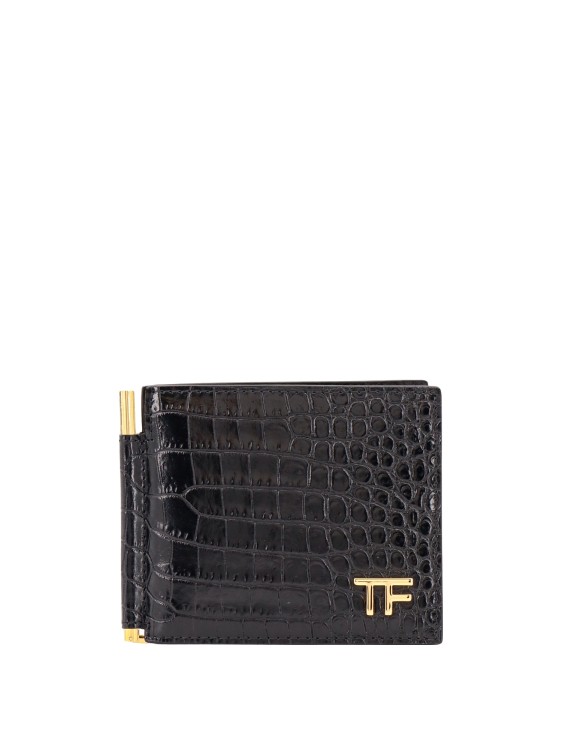 Shop Tom Ford Leather Card Holder With Animalier Effect In Black