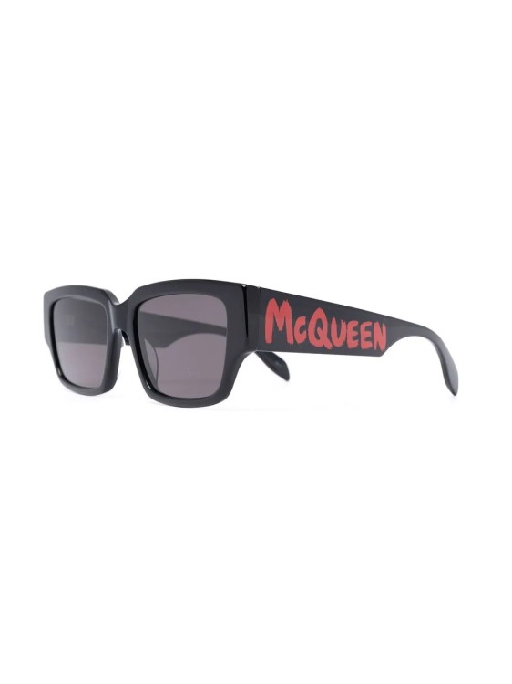 Alexander Mcqueen Black Graffiti Rectangular Sunglasses
