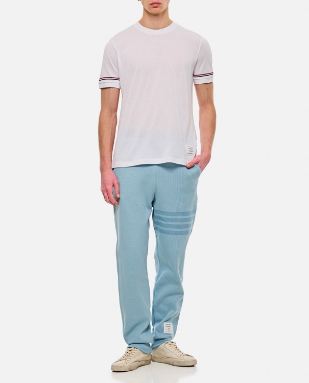 Thom Browne Lightweight Striped Cuff Cotton T-shirt In White