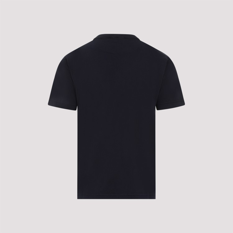 Shop Stone Island Navy Blue Cotton T-shirt In Black