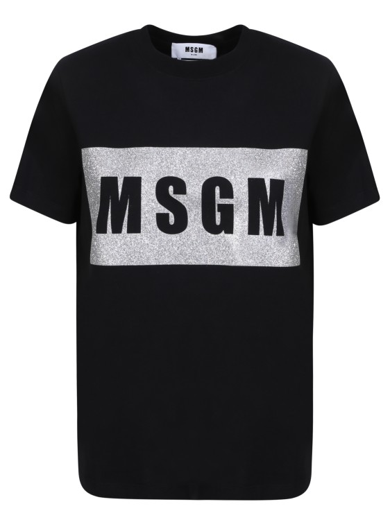 Msgm Contrasting Logo Black T-shirt