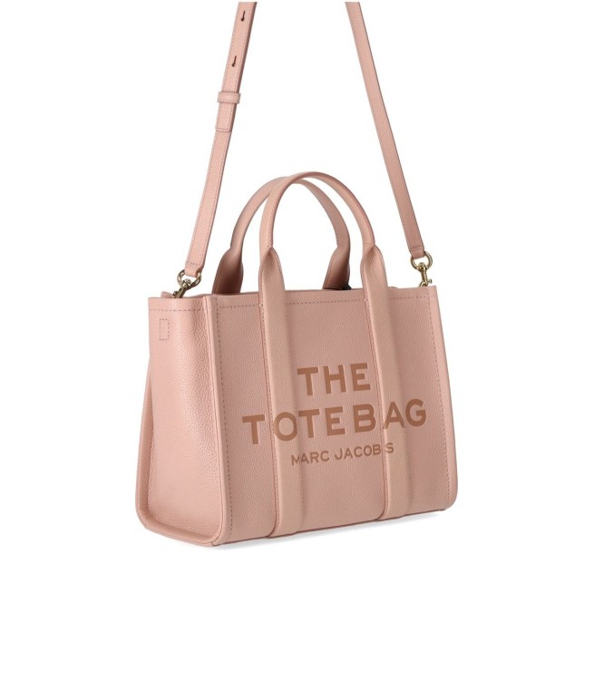 Shop Marc Jacobs The Leather Medium Tote Rose Handbag In Pink