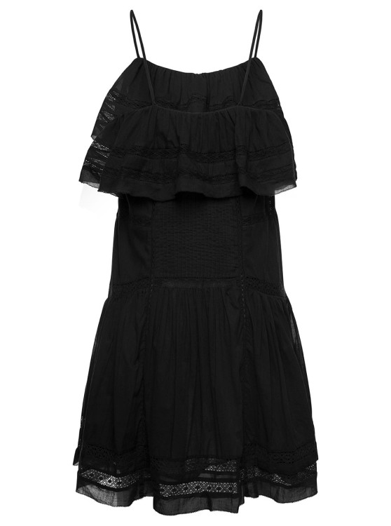 Shop Isabel Marant Étoile Black Tiered Sleeveless Minidress With Ruffles In Cotton