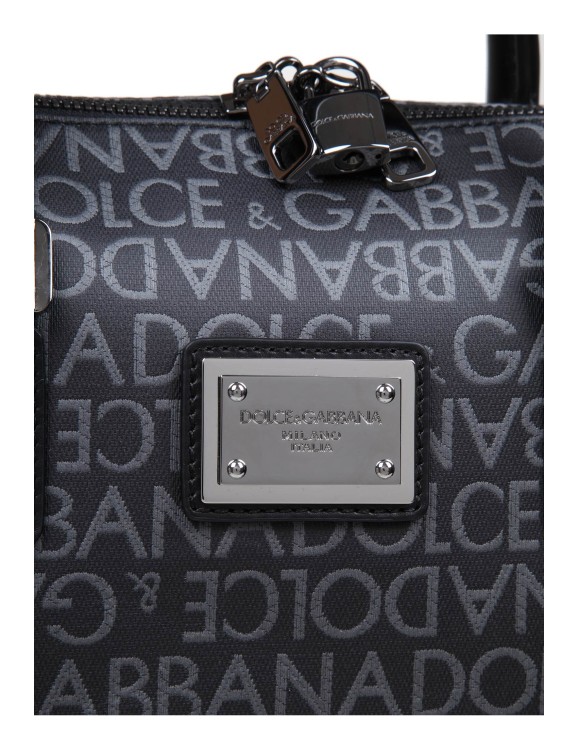 Shop Dolce & Gabbana Briefcase Bag In Coated Fabric With Logo In Black