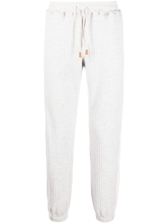 Eleventy Ribbed Wool-cashmere Track Pants In White