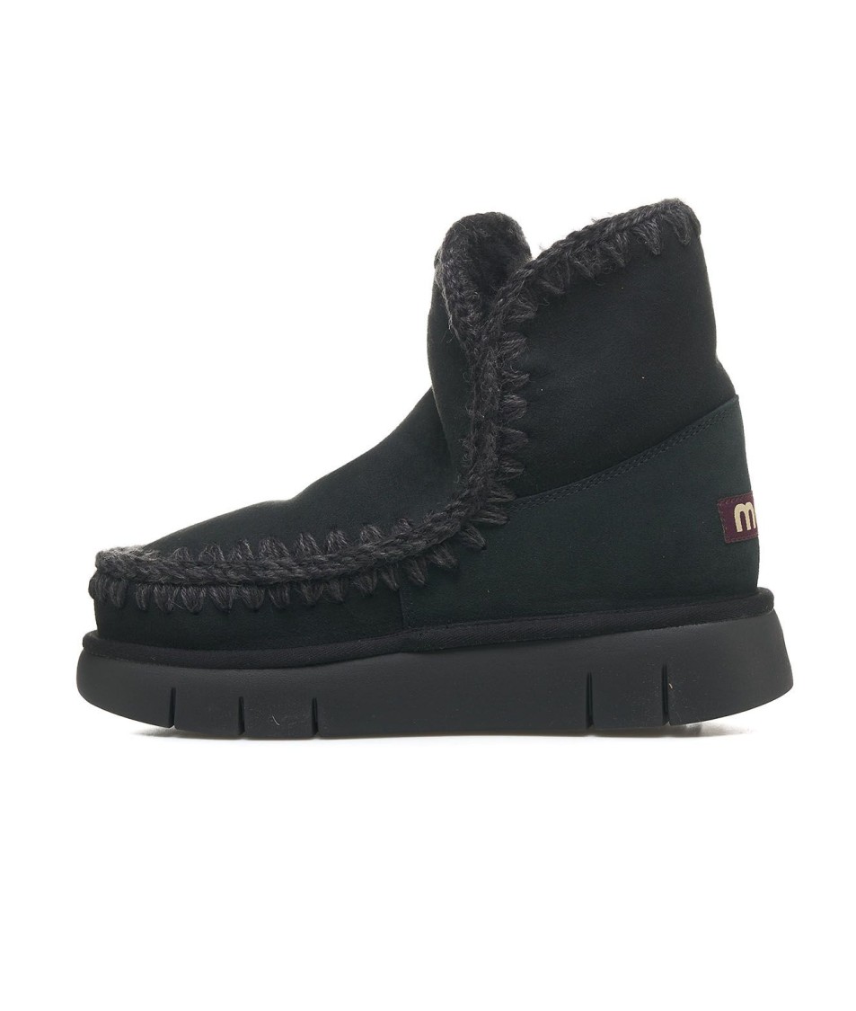 Mou Eskimo Bounce Suede And Shearling Ankle Boots In Black