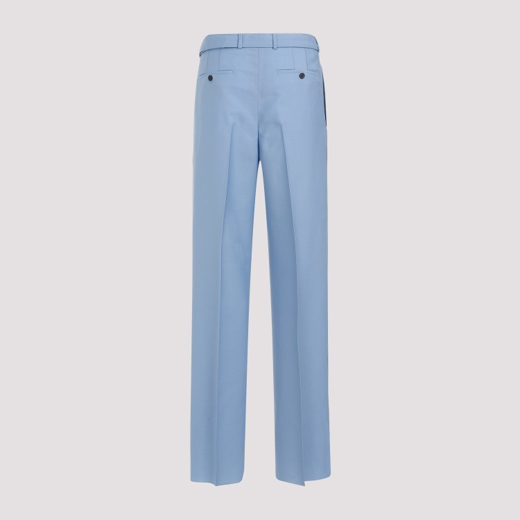 Shop Lanvin Blue Fog Virgin Wool Leg Trousers