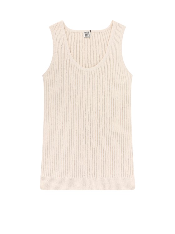 Shop Totême Sustainable Material Tank Top With Bouclé Effect In Neutrals