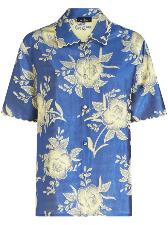 Etro Floral-jacquard Scalloped-hem Shirt In Multicolor