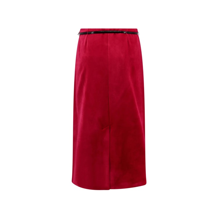 Shop Gucci Velvet Bloom Midi Skirt In Red