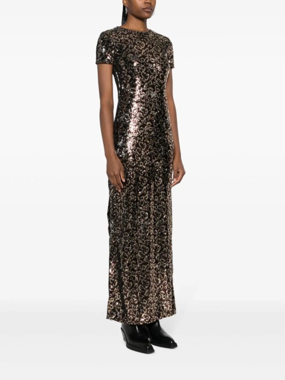 Shop Palm Angels Brown Sequins Maxi Dress In Black