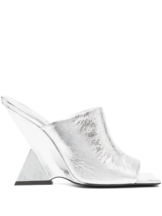 Attico Silver Cheope Mules Shoes In White