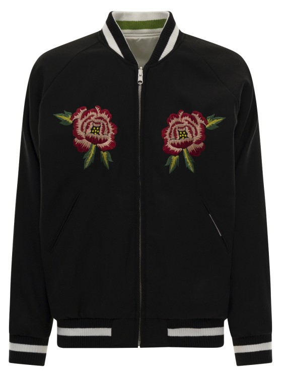 Kenzo Floral-embroidered Reversible Varsity Jacket In Black | ModeSens