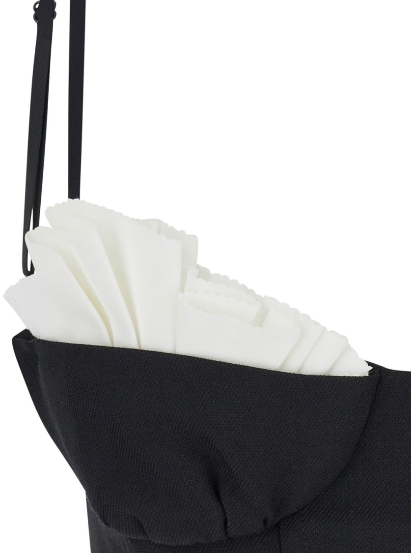 Shushu-tong Black Cropped Top With Ruches Details In Black