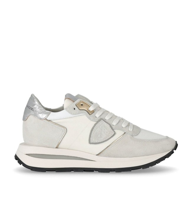 Shop Philippe Model Tropez Haute Low White Sneaker In Grey