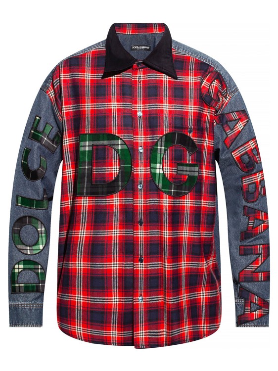 Shop Dolce & Gabbana Cotton Blend Flannel Shirt In Multicolor