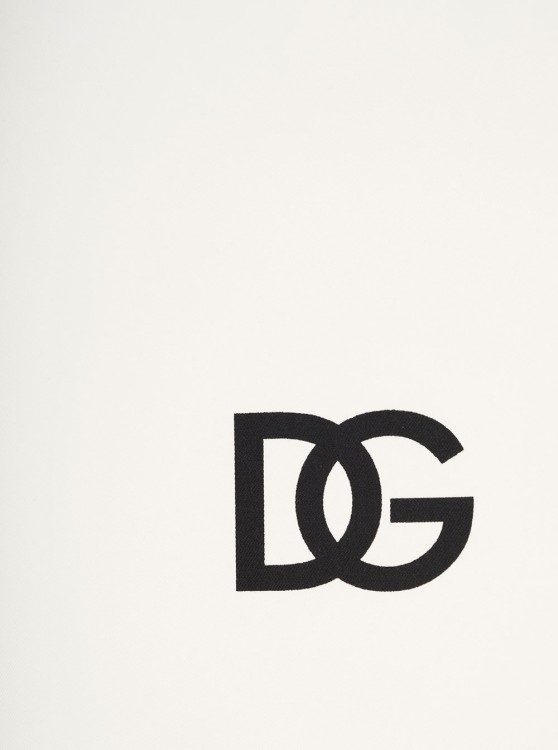 Shop Dolce & Gabbana Cotton Gabardine Cushion Small Dg Logo In White