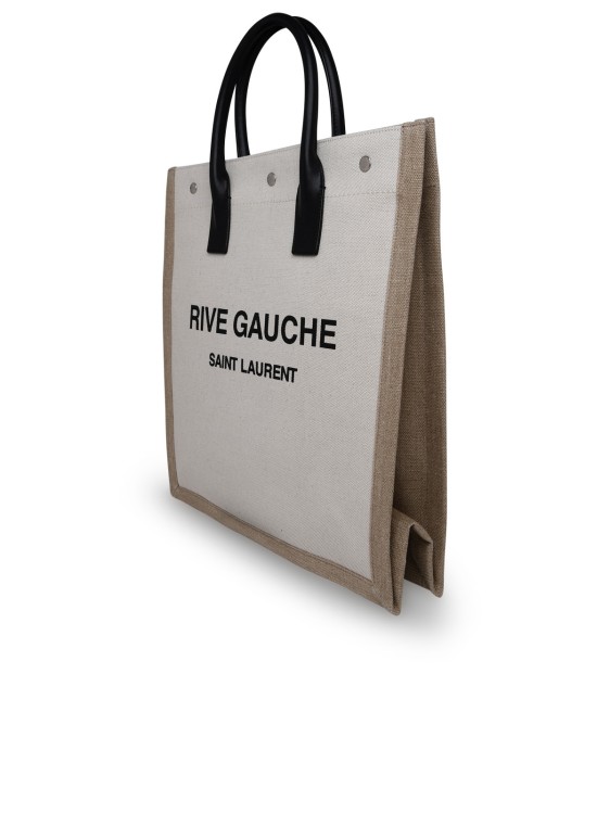 Shop Saint Laurent Beige Canvas Bag In White