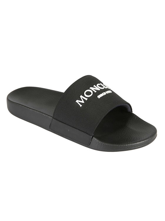Shop Moncler Logo-print Pool Slides In Black