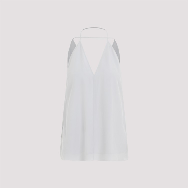 Shop Totême Double-halter White Silk Top