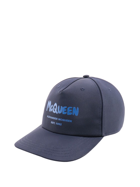 Shop Alexander Mcqueen Blue Nylon Hat In Grey