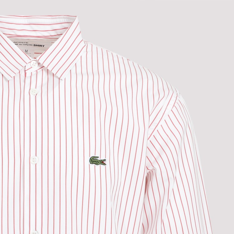 Shop Comme Des Garçons White & Red Cotton Shirt