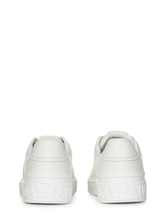 Shop Balmain White Calf Leather Sneakers