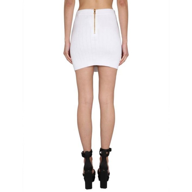 Shop Balmain Stretch Mini Skirt In White