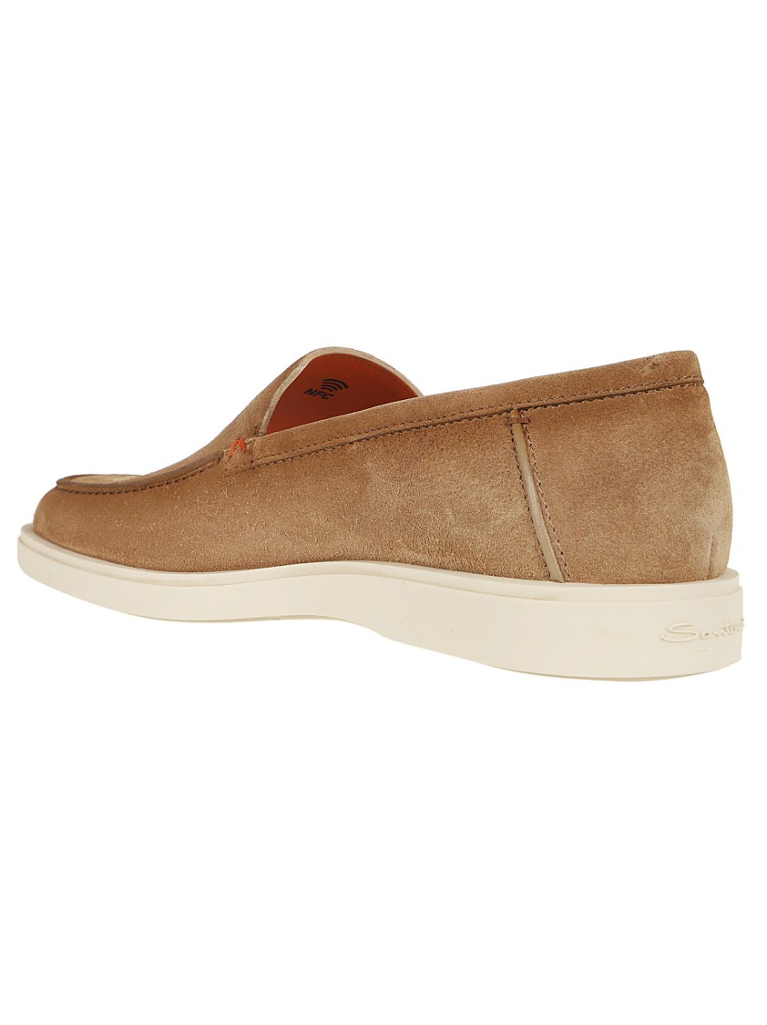 Santoni Slip-on Shoes With Round Toe And Rubber Sole In Brown