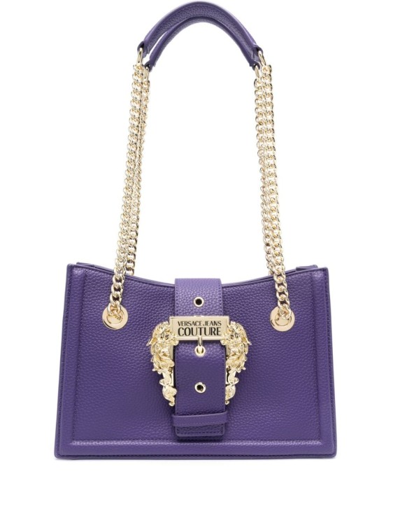Versace Jeans Couture Purple Handbag With Chain Top Handle