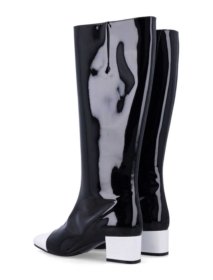 Carel Paris High Block Heel Two-tone Knee Boots In Black