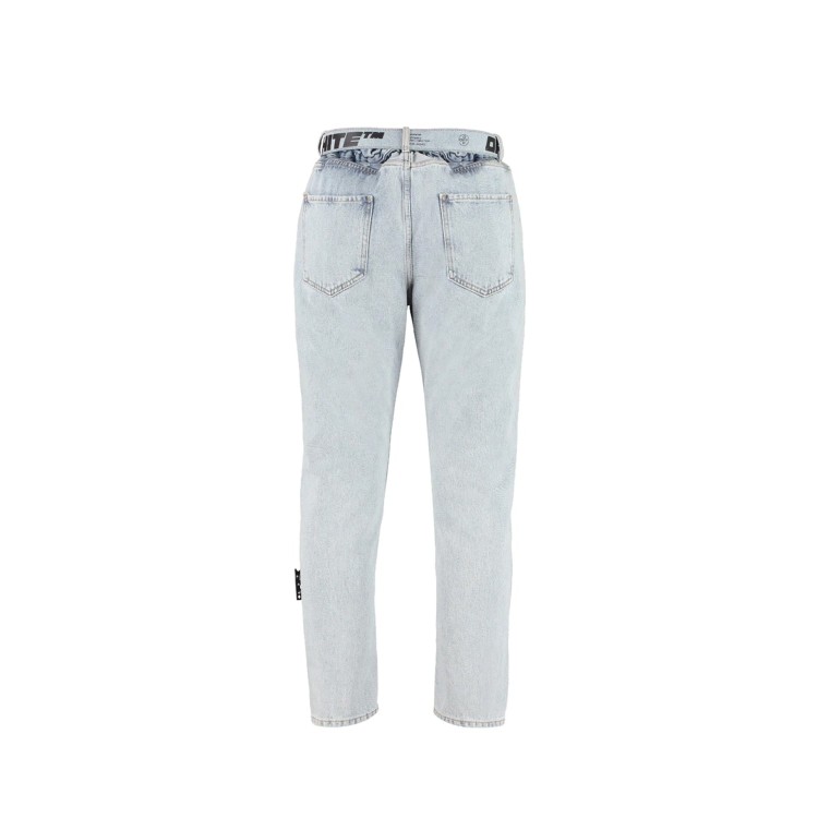 Shop Off-white Belted Denim Jeans In Blue