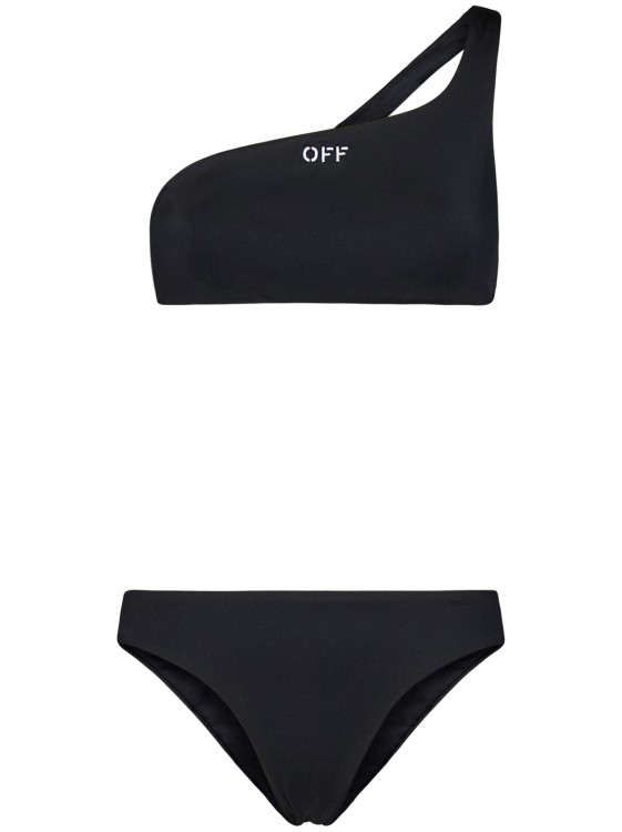 Shop Off-white Black Bikini With One-shoulder Top