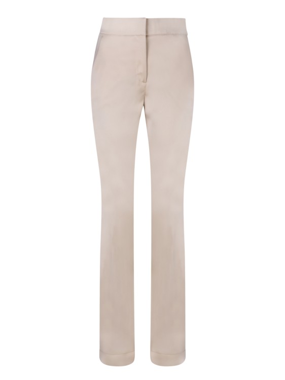 Shop Genny Straight Satin Trousers In Neutrals