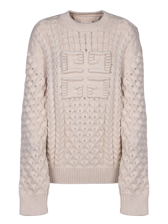 Givenchy Logo-jacquard Cable-knit Cotton-blend Sweater In Neutrals