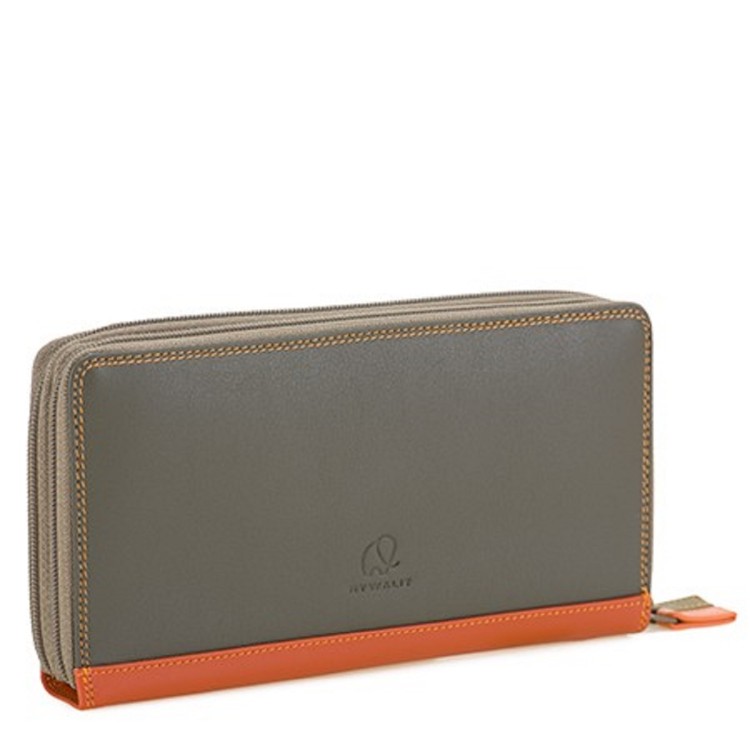 Mywalit Orange-brown Leather Wallet In Orange