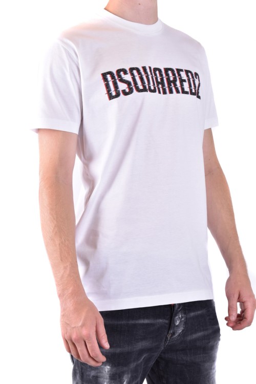 Shop Dsquared2 White Cotton Logo Print T-shirt