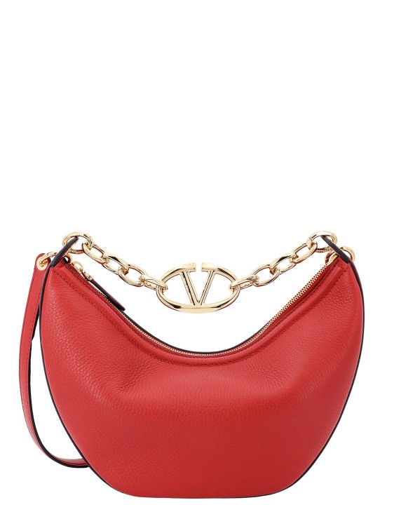 Shop Valentino Leather Handbag With Vlogo Signature Detail In Red
