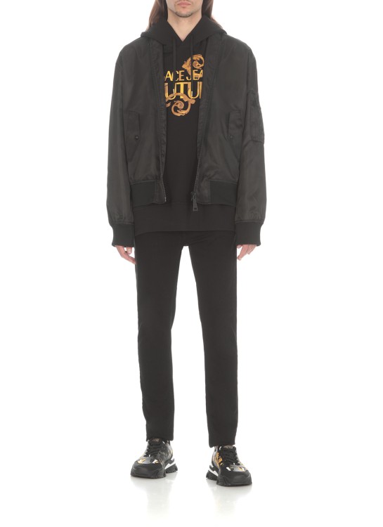 Shop Versace Jeans Couture Baroque Hoodie In Black