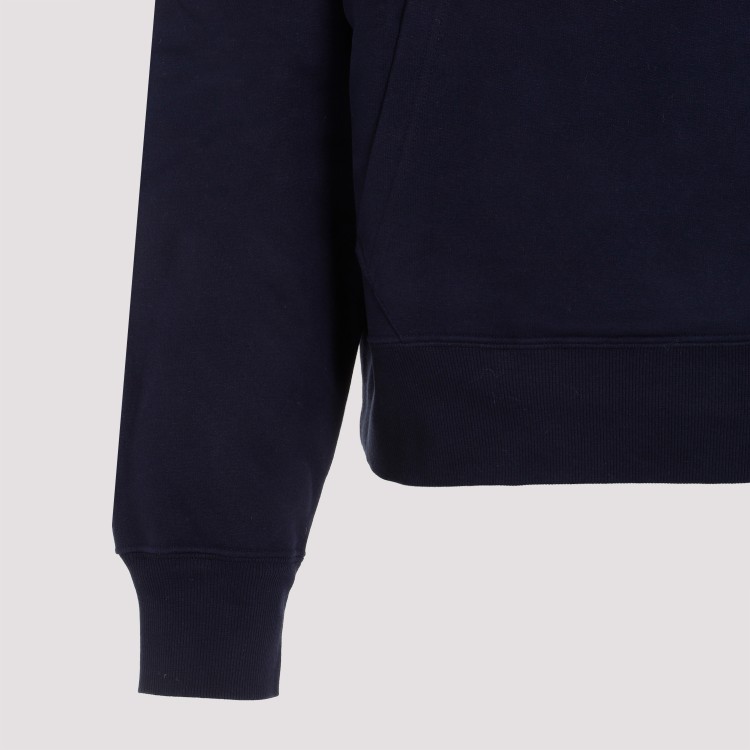 Saint Laurent Navy Blue Marine Cotton Hoodie In Blue