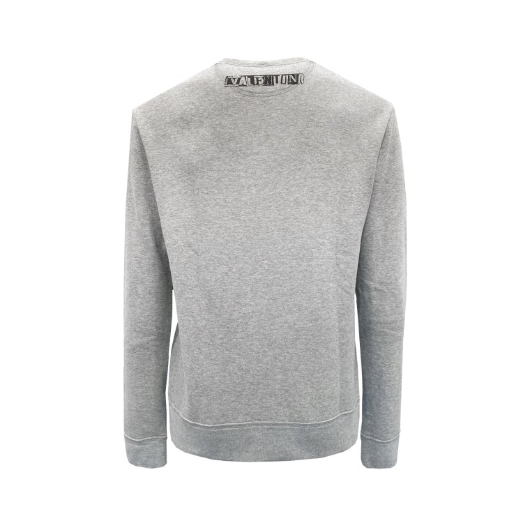 Shop Valentino Cotton Logo Sweatshirt In Grey