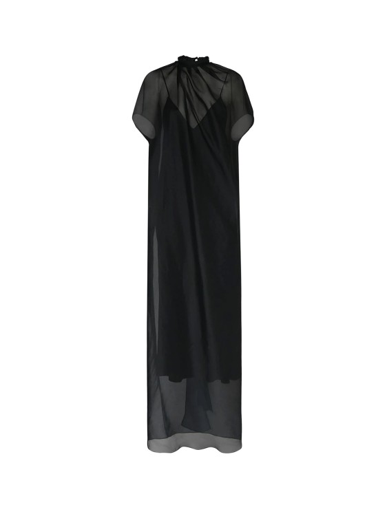 Shop Khaite Voile Dress With Petticoat Detail In Black