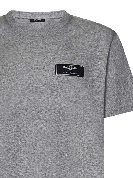 Shop Balmain Gray Organic Cotton Jersey Crewneck T-shirt In Grey