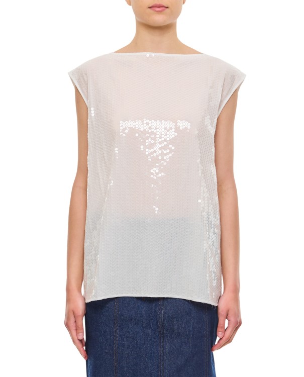 Shop Junya Watanabe Embroidered Sequins Top In White